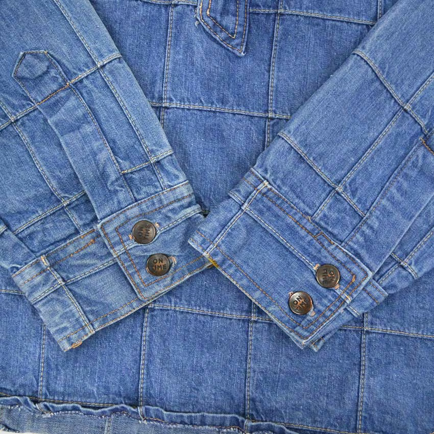 1970's ON TIME DENIM PATCHWORK PULL OVER SHIRT...L