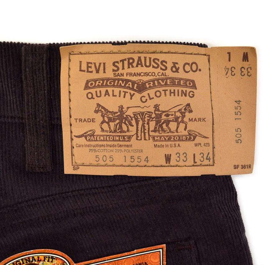 1980's Deadstock Levi's 505 Brown Cord's Pants... W32 L30