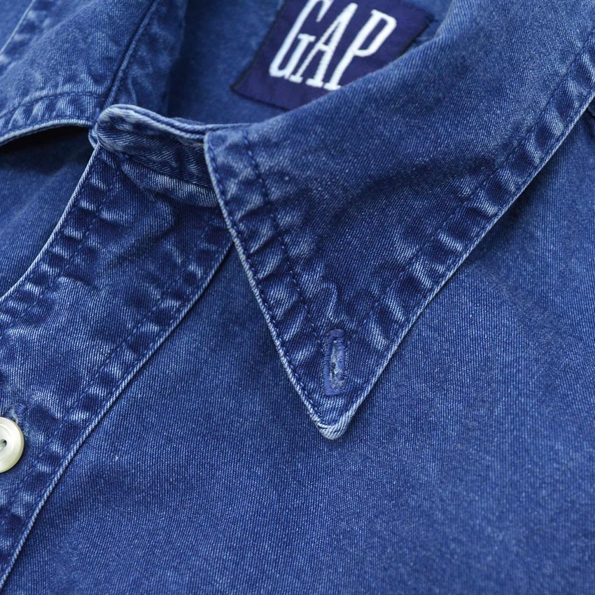 1980's~ GAP INDIGO DYED COTTON B/D SHIRT...S