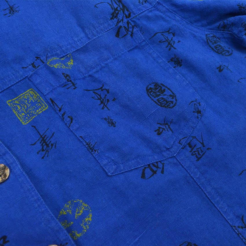 1990's CHICO'S DESIGN Kanji PRINT LINEN SHIRT...