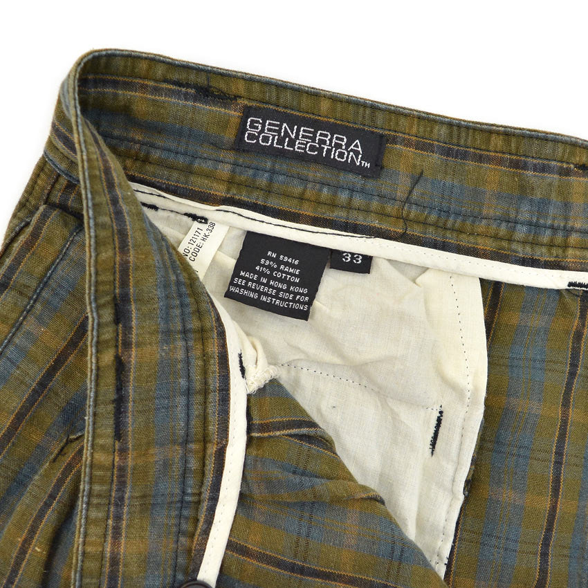 1980s- GENERRA COLLECTION Linen x Cotton Plaid Slacks... W32 x L31