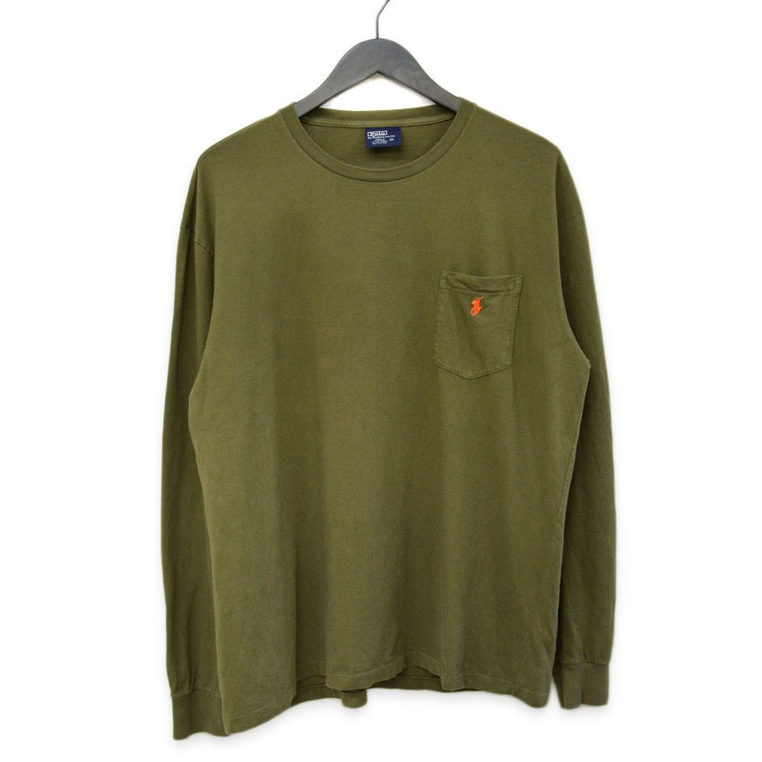 1990's~ Polo by Ralph Lauren L/S T-SHIRT OLIVE GREEN... M