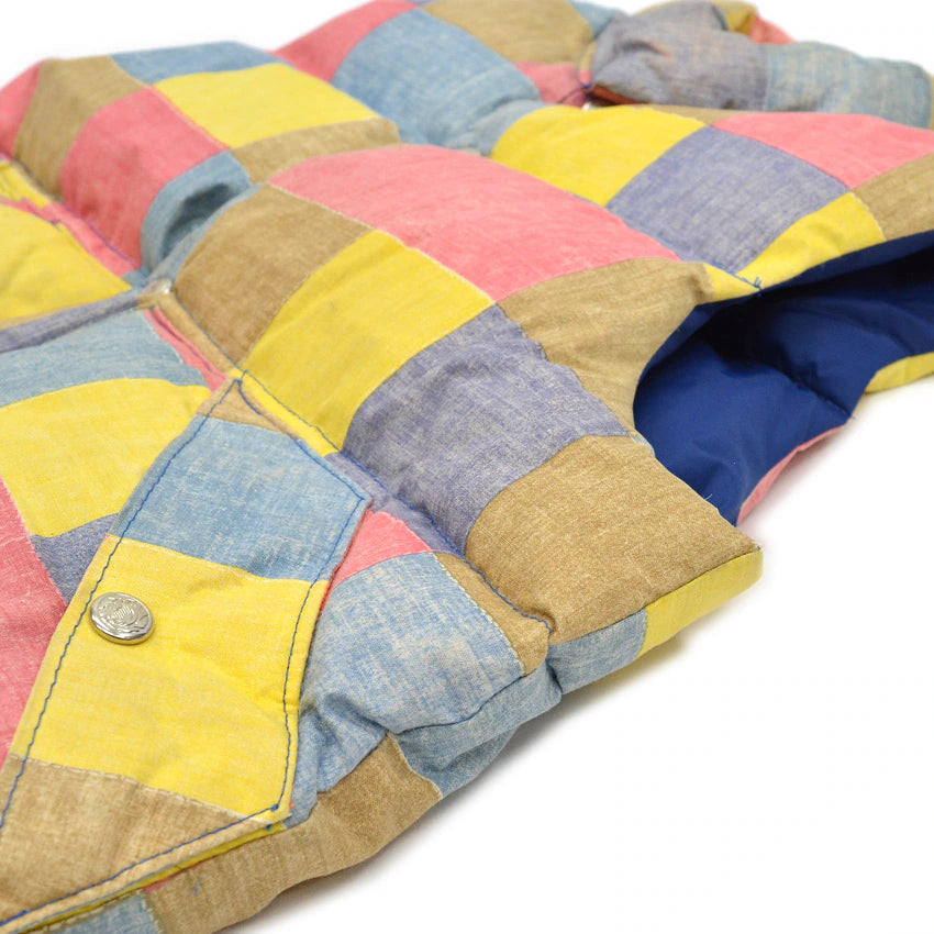 〜1980's PRINT PATCHWORK REVERSIBLE GOOSE DOWN VEST ...
