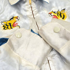 1960's VIETNAM ERA JAPAN SOUVENIR JACKET LIGHT BLUE Dragon Hawk Tiger ... M