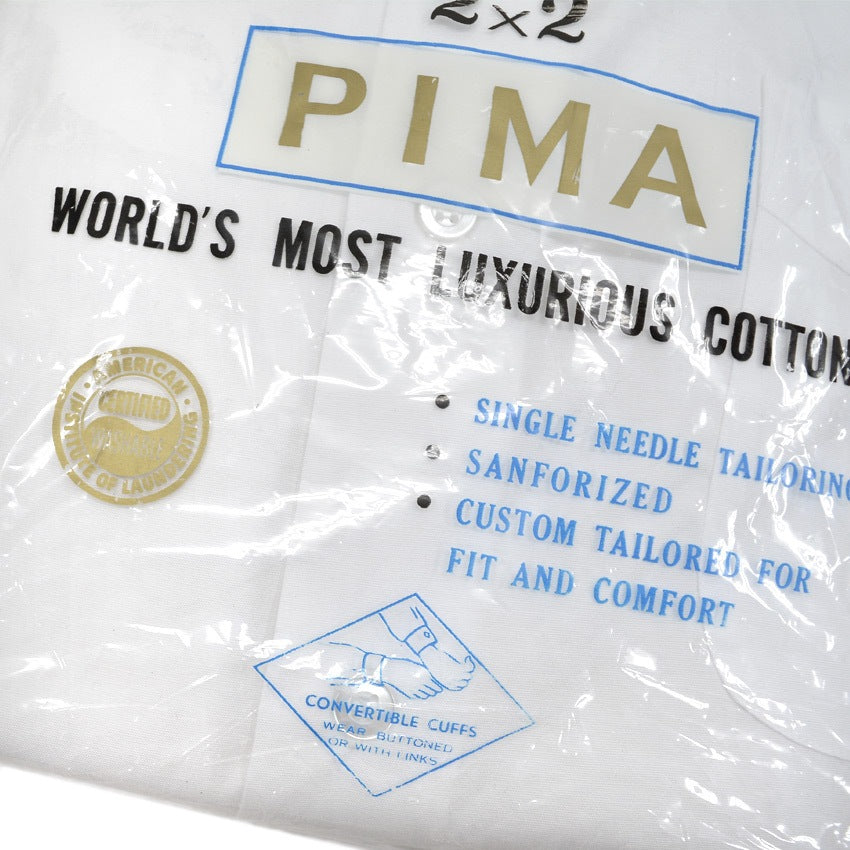 1960's DEADSTOCK LUXURIOUS PIMA COTTON WHITE SHIRT ... 161/2