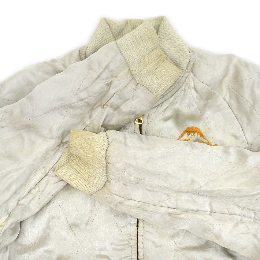 1940s- JAPAN SOUVENIR JACKET (Sukajan) - Black with gold embroidery of tiger, eagle, and dragon - YKK zipper...