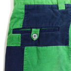 1970's GREEN NAVY PATCHWORK CORDUROY PANTS... W33 L30