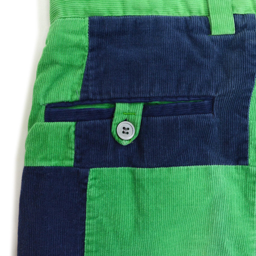 1970's GREEN NAVY PATCHWORK CORDUROY PANTS... W33 L30