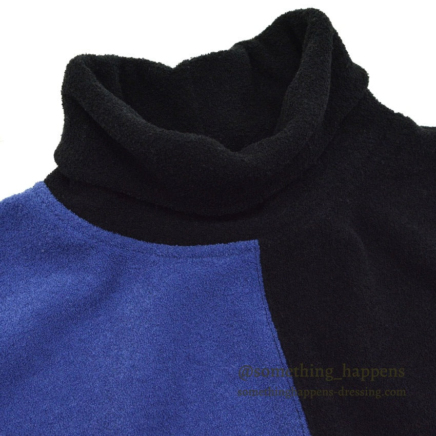 1990's MOVING BLUE FLEECE TURTLE NECK PANEL FRONT ...