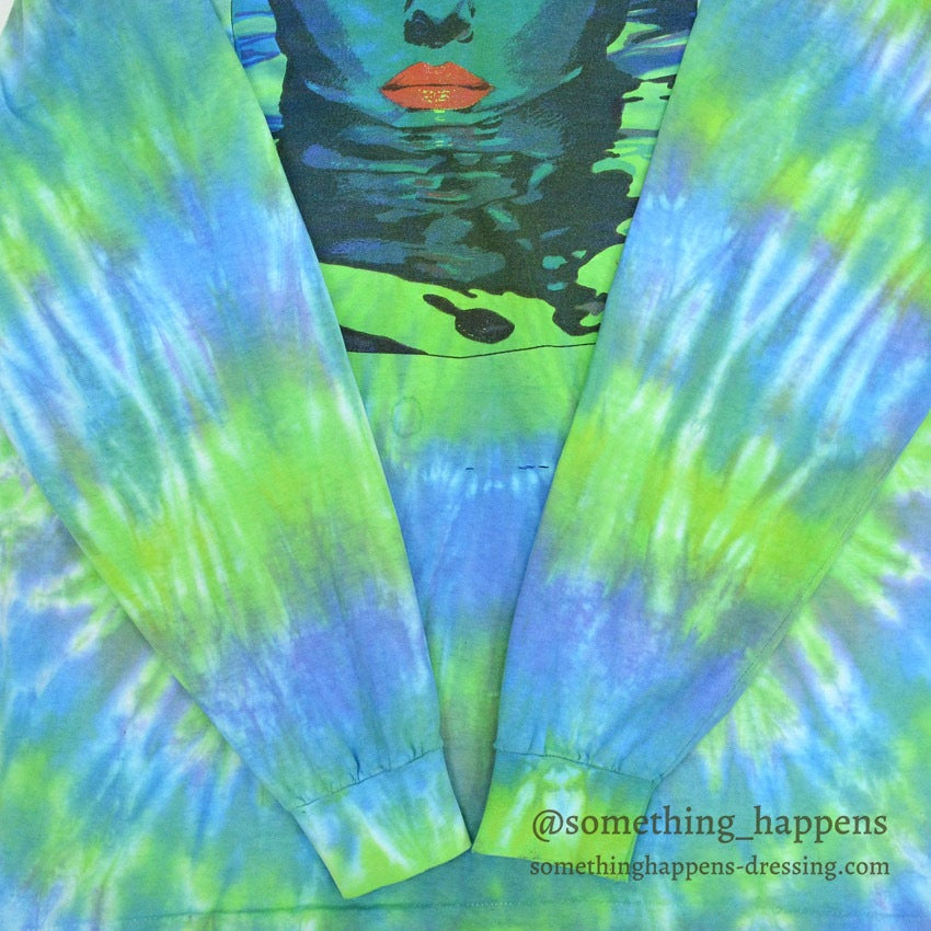 ~1990's WOMAN FACE IN WATER ART TIE DYE L/S T-SHIRT ... Fits like XL