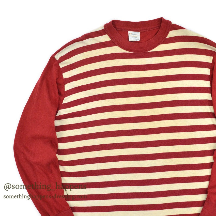 1970's TOWNCRAFT WHITE & RED BORDER L/S T-SHIRT ... L