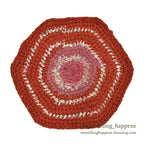 OLD AMERICAN HEXAGON BRAIDED RUG HANDMADE ... 小 50cm×47cm