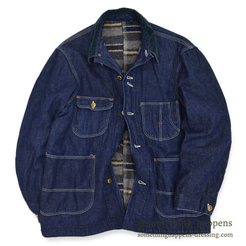 1950's UNKNOWN DENIM COVERALL BLANKET DARK... Fits like 36