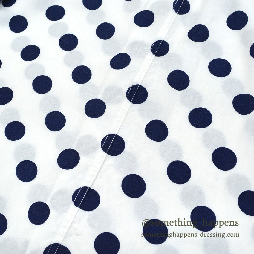 1990's~ ESPRIT SPORTS NAVY DOTS RAYON SHIRT...M
