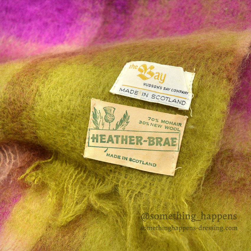 OLD HUDSON'S BAY HEATHER-BRAE MOHAIR BIG MUFFLER... 184cm×50cm