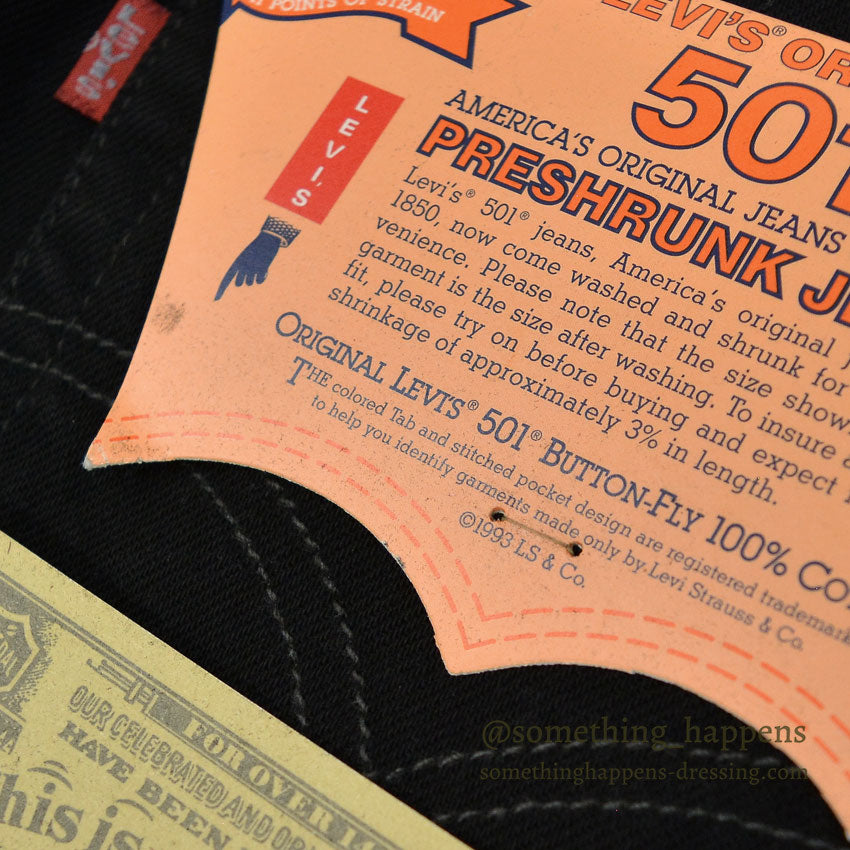 DEADSTOCK Levi's 501 BLACK DENIM PANTS Made in COLOMBIA... W33 L32
