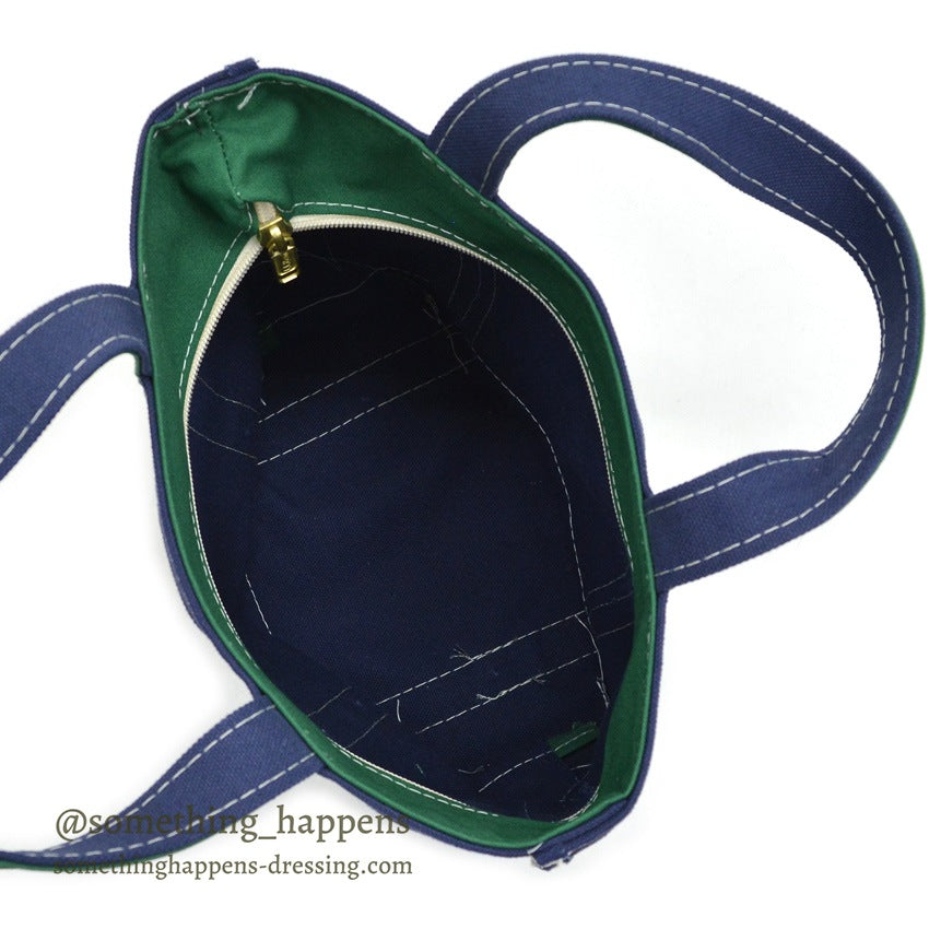 DEADSTOCK LLBEAN BOAT AND TOTE ZIP-TOP NAVY & GREEN... SMALL