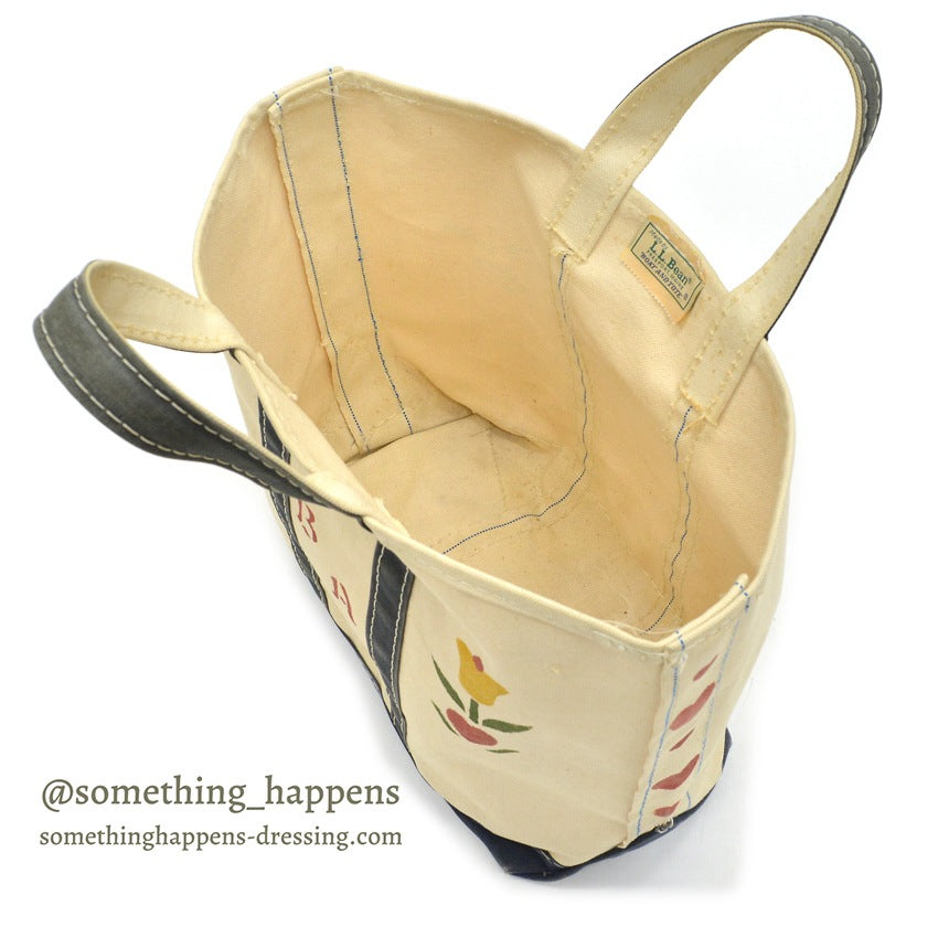 1980's L.L.BEAN ART PAINT BOAT AND TOTE NAVY ... MEDIUM