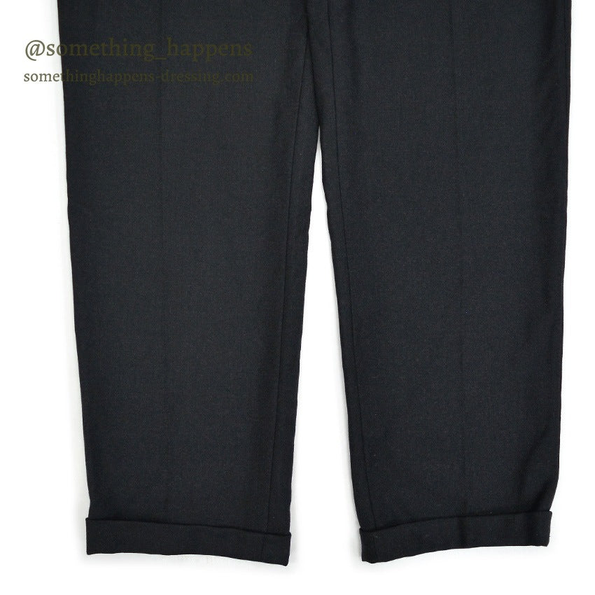 1960's~ EURO BLACK WOOL SLACKS...W32 L31