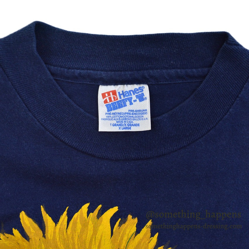 1990's HANES ひまわり FLOWER ART PRINT T-SHIRT ... XL