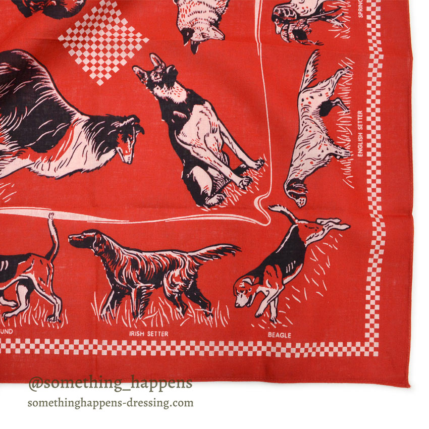 DEADSTOCK OLD HOUND DOG BANDANA CHECKERD FLAG...