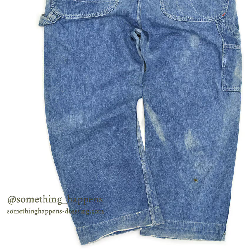 ~1960's PAYDAY INDIGO DENIM OVERALL FADED... W38/L27