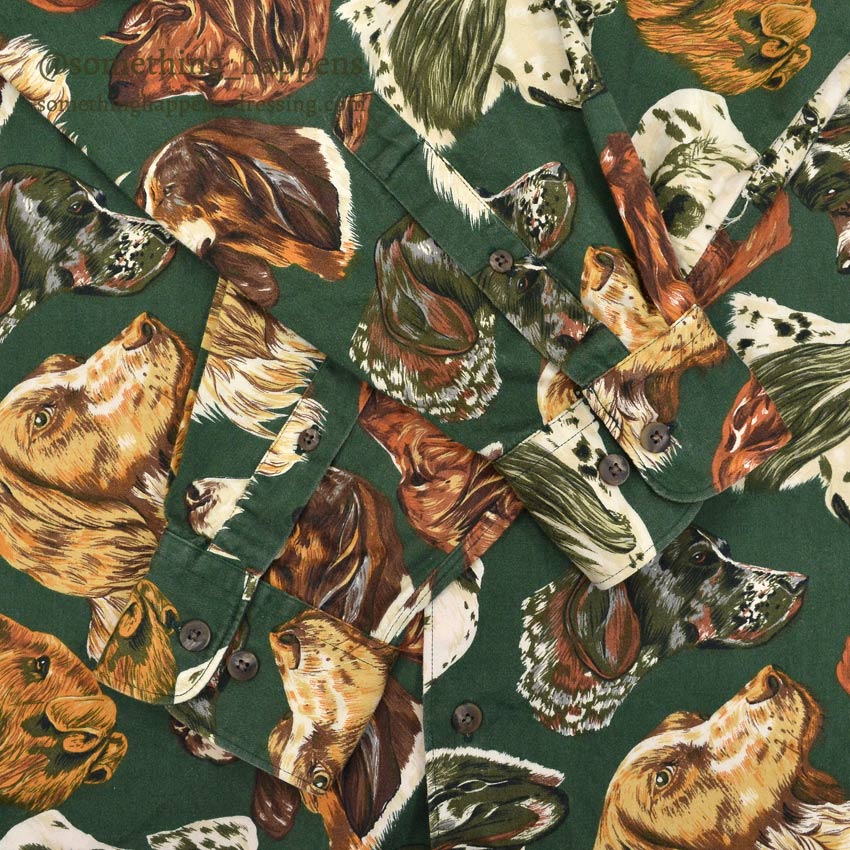 1980's BANANA REPUBLIC SAFARI & TRAVEL DOG PRINT SHIRT ... M