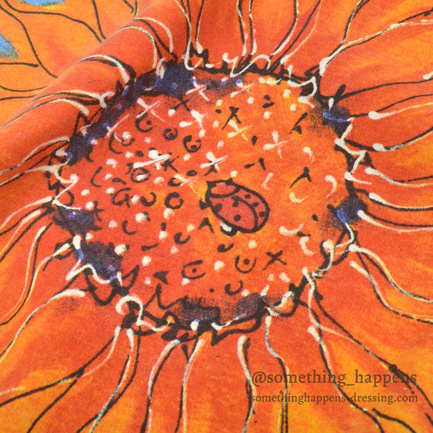 1990's ...IN COTTON SUNFLOWER ART BIG PRINT T-SHIRT ... L/XL