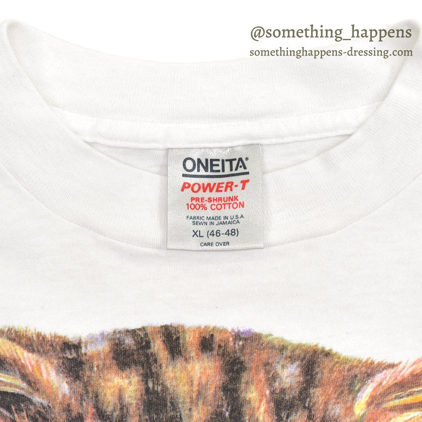 1990's ONEITA CAT PRINT T-SHIRT ... XL