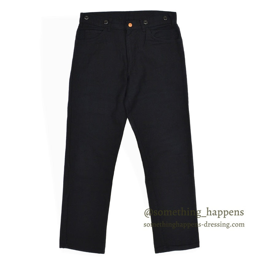 1970s UNKNOWN Piqué Black Tapered Pants... W31/L29
