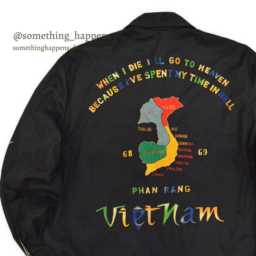 1960s Vietnam Souvenir Jacket (Vietnamese style) 68-69 Rainbow Embroidery...