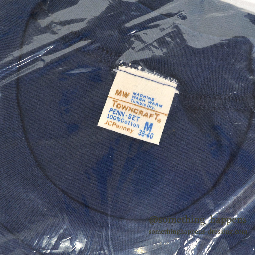 1960's DEADSTOCK TOWNCRAFT PENNEYS NAVY POCKET T-SHIRT... M