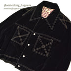 1970's MONTGOMERY WARD TWO POCKETS BLACK VELVETEEN JACKET... XL