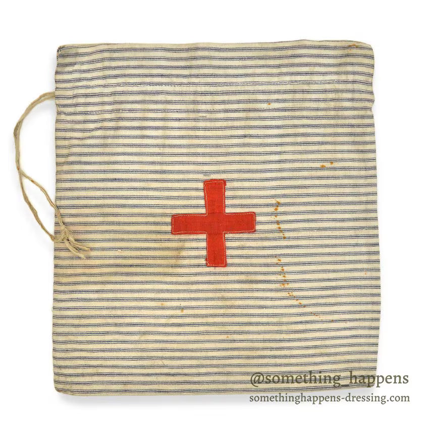 1910's~ WW1 ERA AMERICAN RED CROSS STRIPE DITTY BAG...