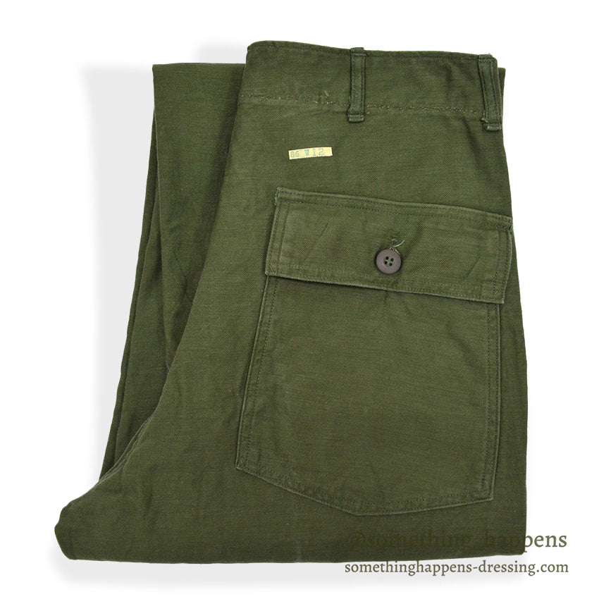 1960's U.S.ARMY TROUSERS, MAN'S COTTON SATEEN OG-107, TYPE-I 2 ... W32/L31