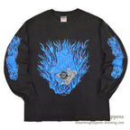 1990's ONEITA MOTORCYCLE ART FIRE PATTERN L/S T-SHIRT ... LARGE