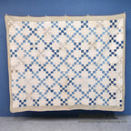NINE PATCH INDIGO CALICO PATCHWORK QUILT... 202cm/168cm
