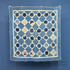 ANTIQUE EIGHT POINT STAR INDIGO CALICO PATCHWORK CRIB QUILT... 103cm/100cm