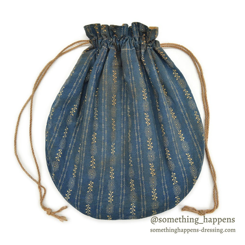 ~1920's INDIGO CALICO FABRIC BAG...