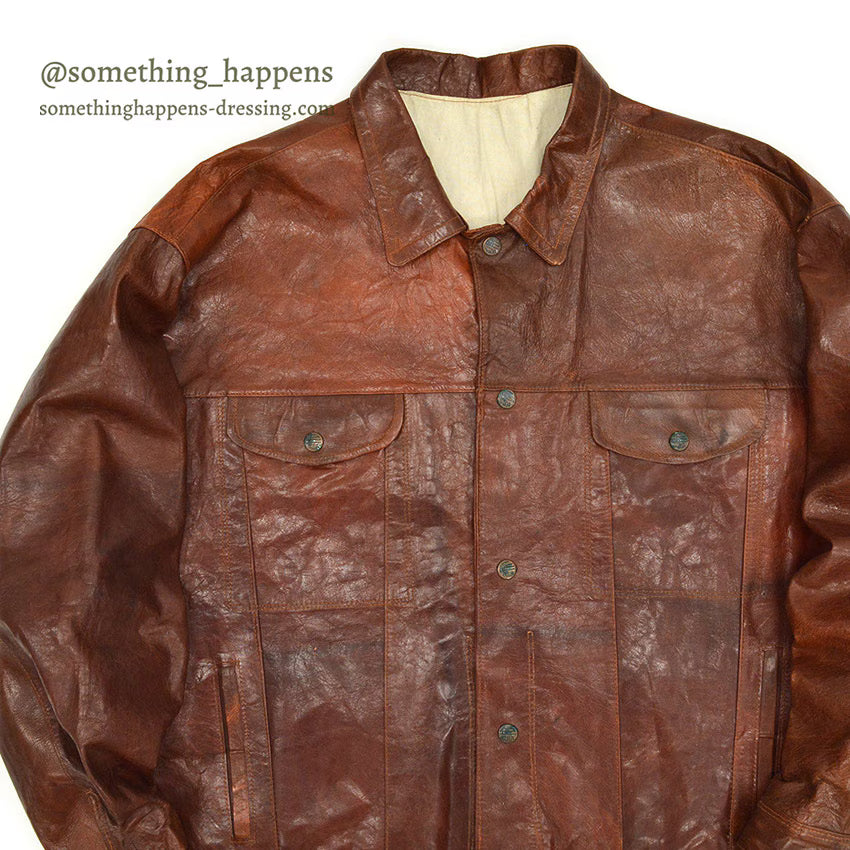 ~1980's UNKNOWN BROWN LEATHER JACKET TYPE 3RD ... Fits like 48
