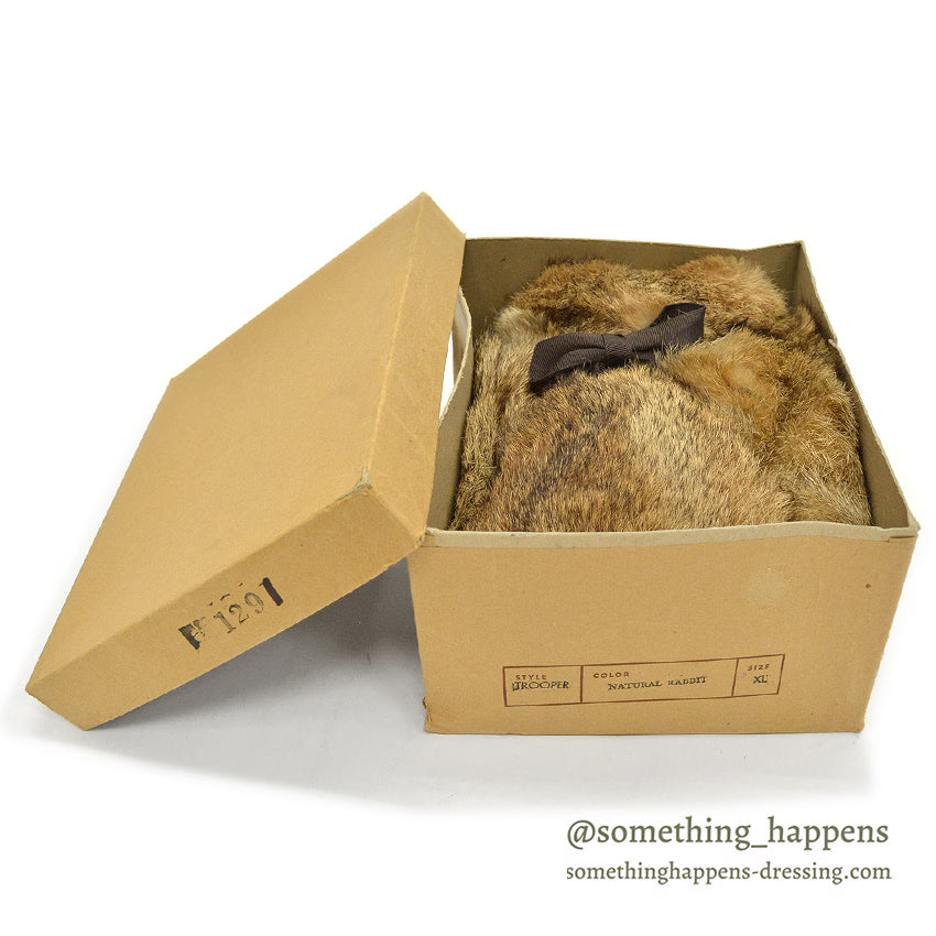 〜1980's DEADSTOCK L.L.BEAN NORTH KING NATURAL RABBIT FUR HAT ... XL