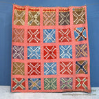ANTIQUE WILD GOOSE CHASE RED/INDIGO PATCHWORK QUILT... 171cm/171cm