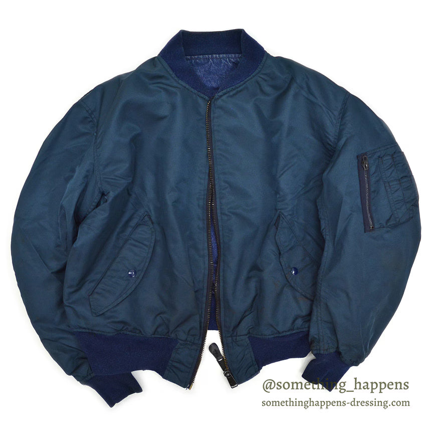 1980's~ HOPE MANUFACTURING, INC. MA-1 DENIM/NYLON FLIGHT JACKET ... L