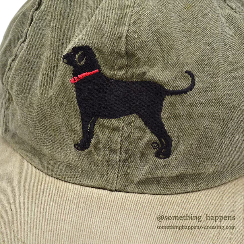 1990's BLACK DOG BRAND DOG EMBROIDERY TWO TONE CAP...