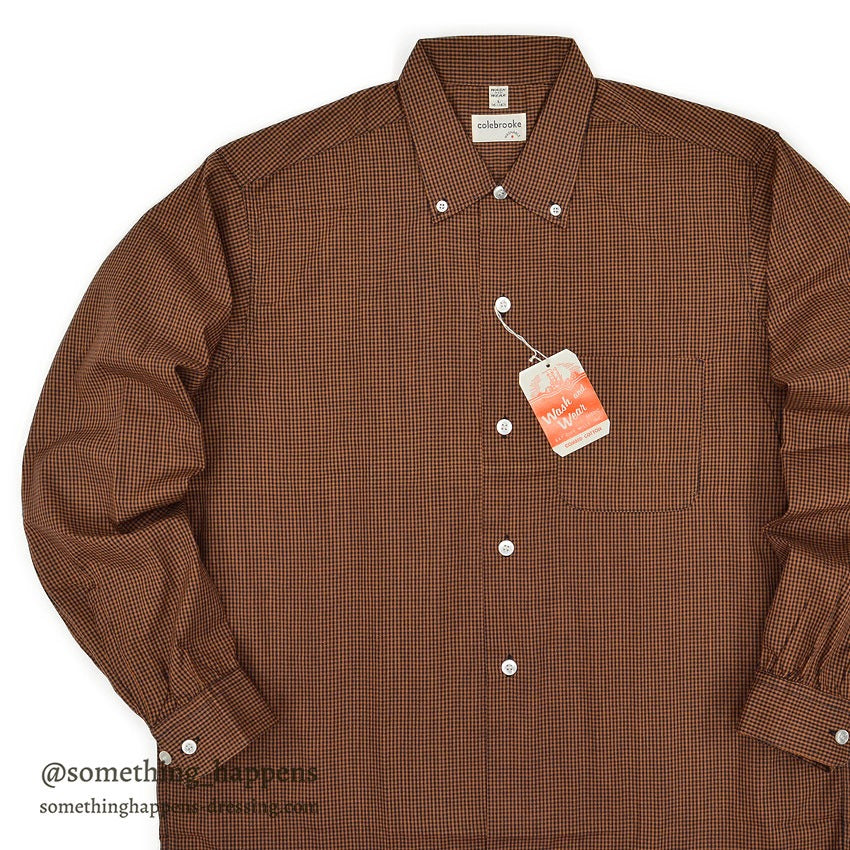 1950's~ DEADSTOCK COLEBROOKE BROWN/BLACK PIN CHECK L/S SHIRT... L