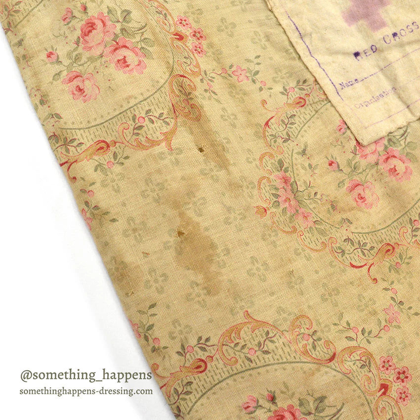 1910's~ WW1 ERA AMERICAN RED CROSS FLORAL FABRIC DITTY BAG...