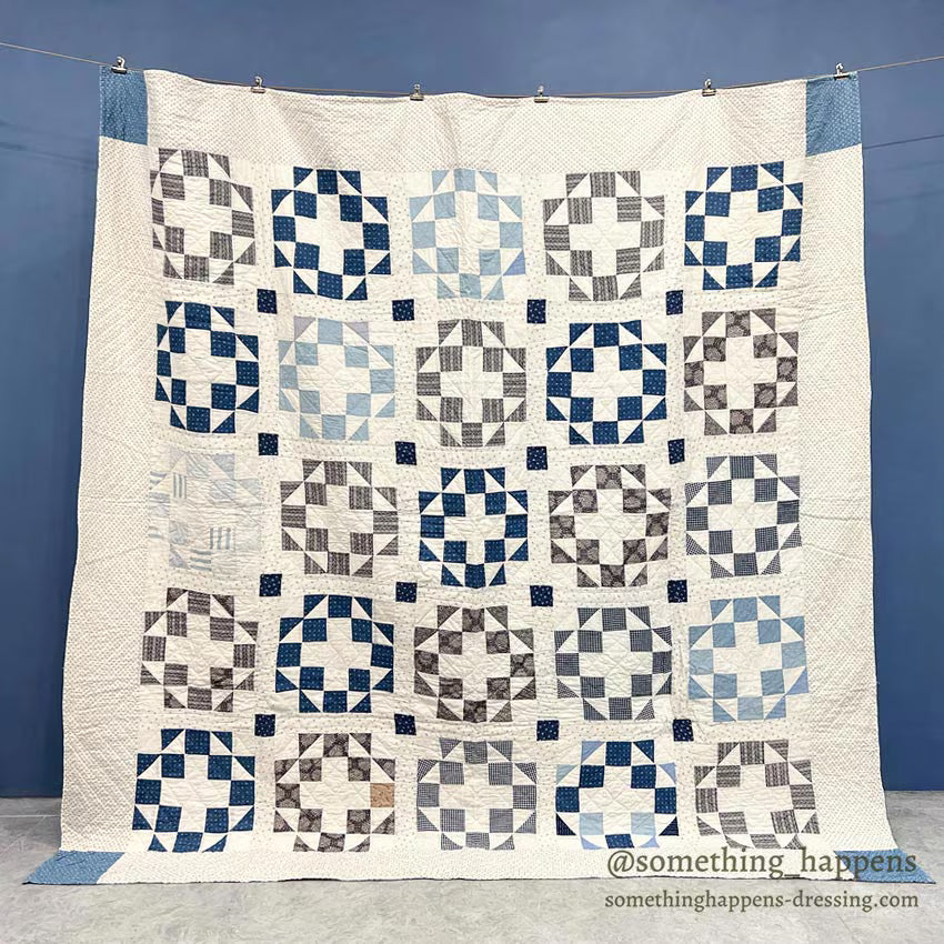 ANTIQUE CALICO PATCHWORK QUILT SUPER CLEAN ... 197cm/193cm