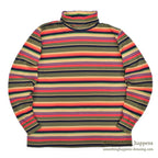 1990's LAND'S END COTTON TURTLE NECK L/S SHIRT MULTI COLOR STRIPE ... XL