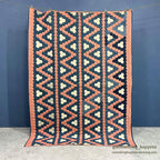 ANTIQUE INDIGO CALICO / PINK OCTAGON QUILT ... 196cm/147cm