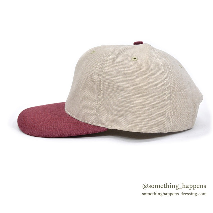 1990's DEADSTOCK LIGHT GRAY/MAROON SNAP BACK CAP Made in USA...